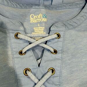 Light blue Ladies 3/4 sleeve casual top by Kohl’s brand Croft & Barrow